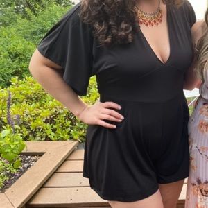 Express, bell sleeve black romper